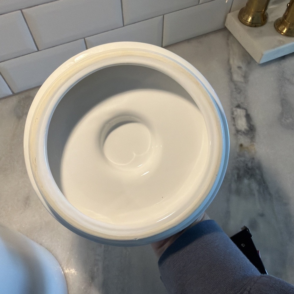 West Elm Snacks Kitchen Canister Storage Jar White Stoneware Pantry 9in GW995 - Picture 5 of 9